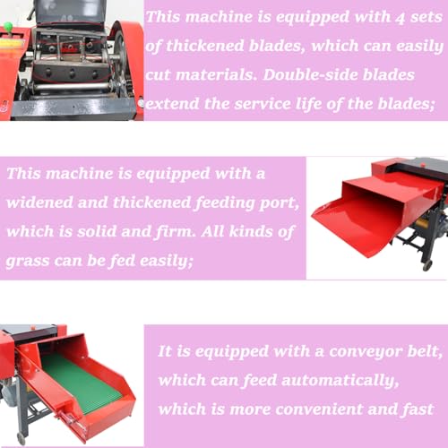 Banfluxion 220V 4-Blade Hay Cutter Pulverizer Red