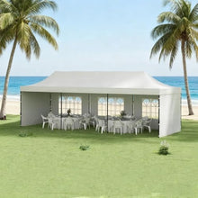 Canopy Tent with Carry Bag and Sand Bags for Parties，Modern Design Outdoor Canopies Gazebos & Pergolas with Three-Level Adjustable Legs (White)