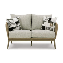 Signature Design by Ashley Swiss Valley Bohemian Outdoor Loveseat with Cushion Light Brown