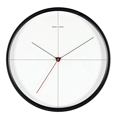 Battery-Powered Indoor and Outdoor Silent Wall Clock Round Clock Wall for Patio Home Decoration (Color : Black)