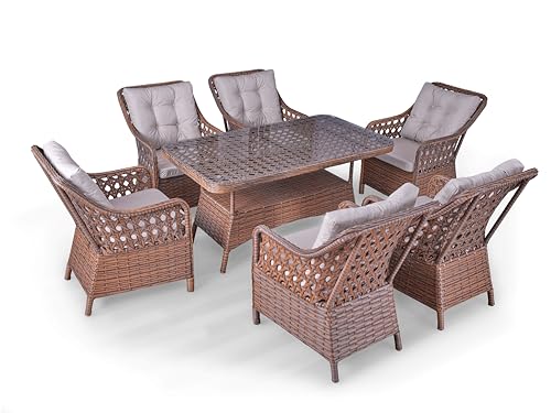 Angora Shira 6-Piece Rattan Outdoor Furniture Set Brown