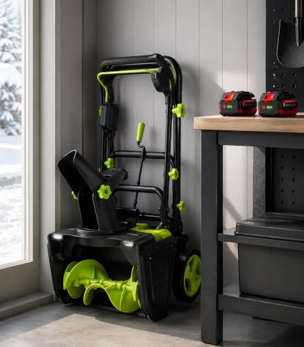 Electric Snow Shovel, 25-Foot Throw Distance, Dual LED Lights, 0–3500 RPM Speed, 2 Batteries, Lightweight and Compact, Easy to Store.