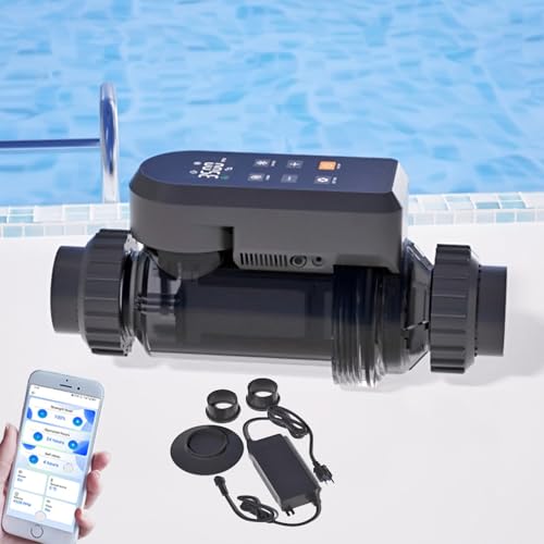 Erxewim Self-Cleaning Salt Chlorine Generator, 25000 Gal Salt Water Pool Chlorination System for Swimming Pools, App Control, Smart Digital Panel(50g/h)