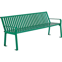 Global Industrial 6 ft Outdoor Park Bench with Back, Vertical Steel Slat Green