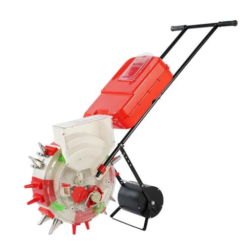 Seed Sower & Fertilizer Applicator, Hand Seed Spreader Garden Push Seeder Planter Simultaneous Sowing and Fertilization for Sowing a Variety of Garden Seeds(7-Nozzle)