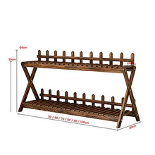 KYTGFH Flower Stand,2 Layer Rack Double Crossover Design Waterproof Sturdy and Stable Living Room Balcony Floor-Standing Fleshy Flower Pot Solid Wood,Brown,6 Sizes,Brown,60cmX30cmX64cm