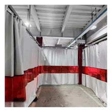 CFDZCP Industrial Welding Curtain with Viewing Window & Copper Grommet, Flame Retardant Garage Divider Panels with Clear Tarp for Warehouses & Workshops(8.5X2.5 M/27.9x8.3 ft)