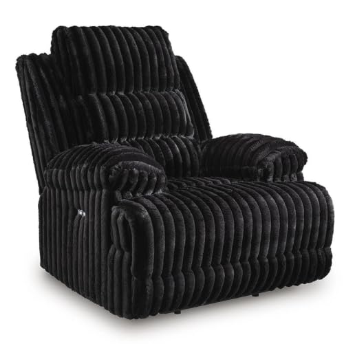 Becca Zero Wall Power Recliner Chair w USB, Pillow Arms, Black Corduroy