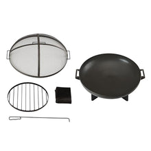 Real Flame Anson 36” Round Patio Wood Burning Outdoor Fire Pit, Heavy-Gauge Steel Fire Pit for Backyard, Porch, Deck, Camping. Includes Spark Screen, Poker, Log Grate and Storage Cover.