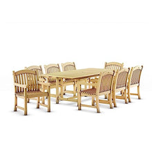 Amazonia Newcastle 9-Piece Outdoor Dining Table Set Certified Teak Light Brown
