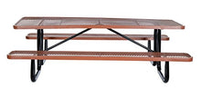 Vestil PT-MX-3096-BN Steel Picnic Table Expanded Metal Rectangle Top 30 in. x 96 in. Brown
