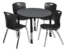 Regency Height Adjustable Mobile Classroom Table Set with 18" Andy Chairs, Grey/Black
