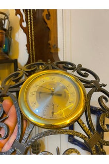Antique Barometer Thermometer | Classic Metal Weather Station for Home Decor | Vintage Style Wall Hanging for Living Room or Study | 8 x 2 inches - Black, 8x2 inch