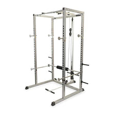 Valor Fitness Power Squat Rack with Lat Pull Attachment and Pull Up Bar Station Black