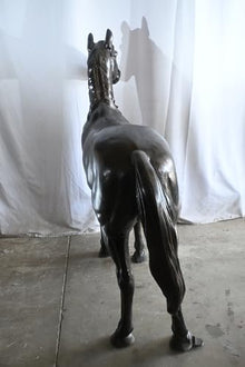 NIFAO Life Size Standing Silver Horse Large Aluminum, 76" L x 19" W x 65" H