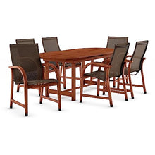 Amazonia Bahamas 7 Piece Oval Patio Dining Set Eucalyptus Wood Black
