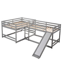 Jintop L-Shaped Bunk Bed with Slide & Ladder Grey