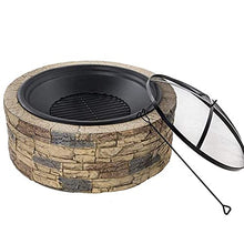 MNSSRN Outdoor Landscape firewood Warmer, Circular Charcoal Wood Heating Straw Imitation Stone Wood Graphic Stove Garden Hotel Decoration,A