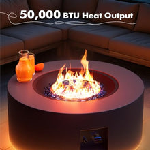 Sunpeak 30" Round Outdoor Propane Fire Pit Table with LED for Outside Patio