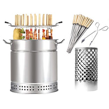 Smokeless Charcoal Smoker Barrel Grill, Vertical Barbeque Hanging Stove, Stainless Steel Split Oven with 50pcs Kabob Skewers, 360° All Round Roasting,Barbecue Grill for Camping (Size : L)