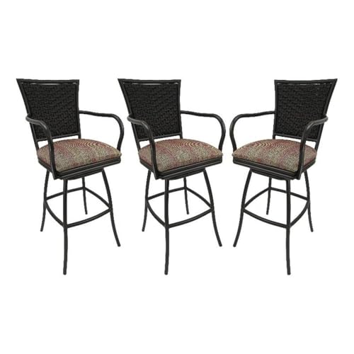 Tobias Designs Inc. Set of 3 Extra Tall 34" Bar Stools - Erin Black Frame