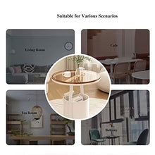 Modern Indoor Outdoor Side Tables with Storage Basket, Small Round End Table with Tempered Glass Tabletop and Metal Frame Metal, for Patio Yard Balcony Garden Bedside White&Black Simple(Brown+White)