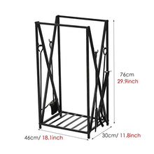 JDXQBLD Firewood Logs Storage Rack Holder with Tongs/Shovel/Brush/,Black Freestanding Iron Hearth Accessories Kit,Indoor/Outdoor/Stove Lumber Organizer
