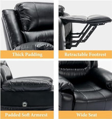 Power Lift Recliner Chair with Massage and Heat, Comfort Electric Reclining Sofa with Remote Control, PU Leather Ergonomic Lounge Home Theater Seating for Elderly, Black