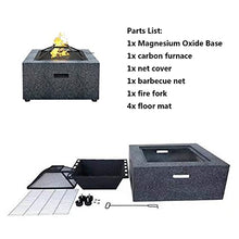 Fire Pit with BBQ Grill Shelf, for Garden Patio Outdoor, Fire Bowl Out of Steel with an Edging of Artificial Stone with Waterproof Cover