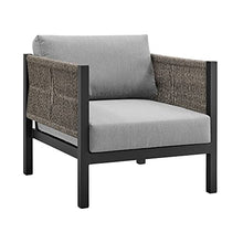 ARMEN LIVING 840254332447 Cuffay Modern Outdoor Patio Conversation Furniture Set, Black Aluminum and Gray