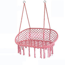 QUGURLID Hammock Chair 2 Seat with 2 Sets of Suspension Accessories, Hanging Cotton Ropes, Metal Frame,Swing Hanging Chair,for Hammock Stand (c)