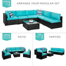 UOPYNE Manual Weaving Wicker Patio Set Outdoor Rattan Sofa with Tea Table 7 Pieces Outdoor Patio Porch Furniture Sets