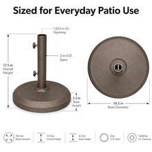 Treasure Garden 50 lb Garden Market Umbrella Base – Bronze Auminum Shell with Cast Iron Core – Fits 1.5 Inch Poles