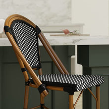 EMMA + OLIVER Black/White PE Rattan Bistro Bar Stool, 2-Pack