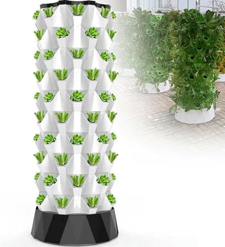 FLTRGO Hydroponics Tower - Hydroponics Growing System for Indoor Herbs, Fruits and Vegetables - Aeroponic Tower with Hydrating Pump, Timer, Adapter, Seeding Bed & Net Pots,10Laye