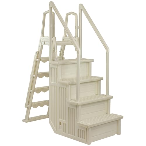 Aqua Select Anti-Slip in-Pool Steps with Outside Flip-Up Ladder