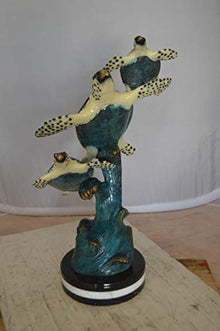 NIFAO Three Turtles, Marine Life Medium Bronze Statue, 15" L x 9" W x 24" H