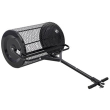 GRERON Compost Spreader, 36 Inch Heavy Duty Steel Mesh Lawn Spreader with Rolling Drum, Peat Moss Top Dressing Spreader for Compost Mulch Soil Manure Garden Lawn Care