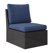 CorLiving Brisbane Wicker/Rattan 6-Piece Conversation Set with Blue Cushions