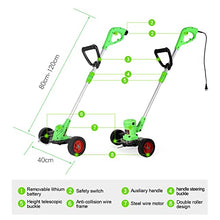 Electric Lawn Mower, 3000mA Battery 2 Styles Blade Rechargeable Cordless Lawn Mower with Rollers Retractable 80cm~120cm Steering 180° Household Small