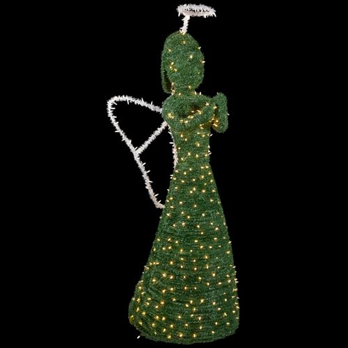 Northlight Lighted Commercial Topiary Angel Outdoor Christmas Decoration 6.5' Green