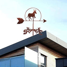 Donkey Roofs Weathervane Iron Art Decor, Creative Animal Wind Vane Wind Direction Indicator for Outdoor Yard Lawns Gardens Backyards Sheds Ornament Measuring Tool