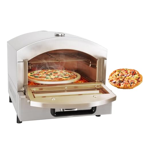 Gas Pizza Oven Outdoor 12" Pizza Oven with Built-in Thermometer, Portable Propane Pizza Oven for Outdoor Kitchen Stainless Steel Pizza Maker