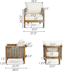 Merax 5-Piece Outdoor Acacia Wood Wicker Conversation Set Beige