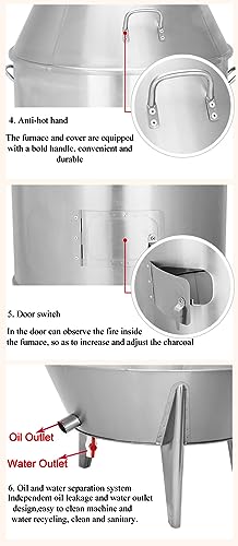 Yokoma Commercial Charcoal Roast Duck Oven 31.5x53in Stainless Steel 3 Tier Barbecu Cooker Grill BBQ Beijing Duck Turkey Roasting Machine with Hooks for Chicken Vegetables Lamb