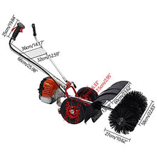 Kebayuneth 2 Stroke 52cc Hand-Pushed Snow Plow, 2.5 Hp Double Handle Sweeper Gas Power Sweeping Machine, Multi-Purpose Snow Removal Tool for Artificial Turf Combing and Trail Brick Cleaning