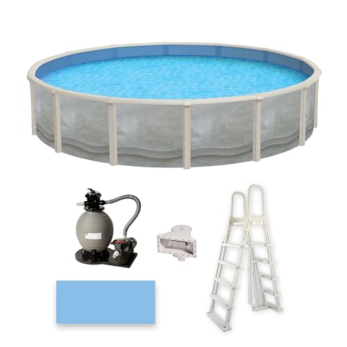 Trinity 18-ft Round 52-in Deep Steel Wall Pool Package with 7-in Top Rail