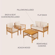 JONATHAN Y Everly 4-Piece Modern Cottage Acacia Wood Outdoor Patio Set Beige/Teak Brown