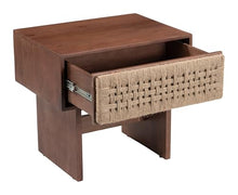 Amaria Nightstand Natural & Walnut, Walnut End Table, Modern Style, Solid Mango Wood Rectangular Shape Tabletop, Solid Mango Wood, Indoor Bedroom, 24" W x 17.9" D x 22" H