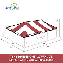 Party Tents Direct 20' x 30' Weekender Pole Canopy, Red & White Top